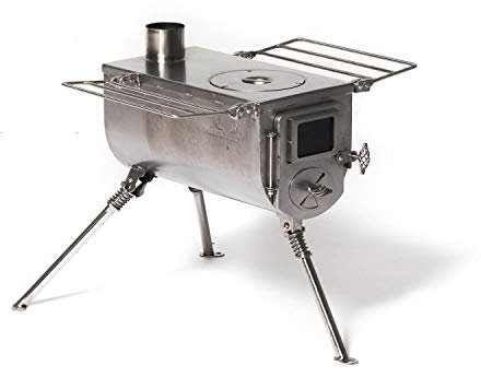 Winnerwell Woodlander Medium Tent Stove | Tiny Portable Wood Burning Stove for Tents, Shelters, and Camping | 800 Cubic Inch Firebox | Precision Stainless Steel Construction | Includes Chimney Pipe
