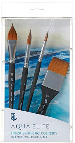 PRINCETON Aqua Elite - Set Essentiel 4 pinceaux synthétiques pour l'aquarelle