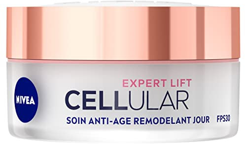 NIVEA Cellular Expert Lift – remodellierende Anti-Aging-Gesichtspflege, FPS30 – Tagescreme – glättet & reduziert Falten – Collagen Booster – Hyaluronsäure & natürliches Bakuchiol – alle Hauttypen – 50