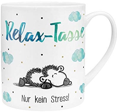 Sheepworld XL-Tasse Motiv Relax | Große Tasse aus Porzellan, XL Jumbo-Tasse, 60 cl, Tasse mit Spruch | Geschenk, Freund, Freundin | 45755