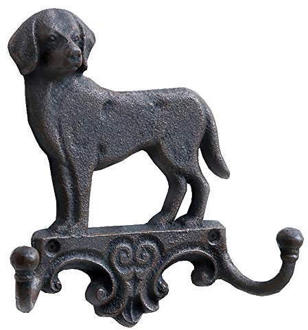 Annastore Wandgarderobe aus Gusseisen mit zwei Haken im Vintage-Look L 16,5 cm Farbe Hund