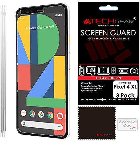 TECHGEAR [3 Pack] Pixel 4 XL Screen Protectors, CLEAR LCD Screen Protectors Cover Guards Compatible with Google Pixel 4 XL