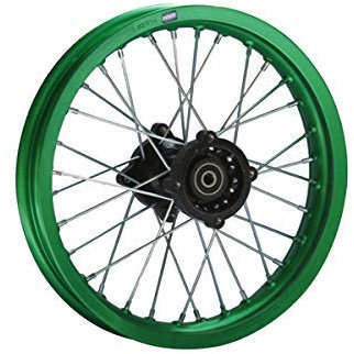 HMParts Alu Felge 14 Zoll hinten Grün Eloxiert Typ 2 Geeignet für fast alle Modelle mit 12 mm Achse Dirt Bike, Pit Bike, XMOTOS, MotoCross (Grün)