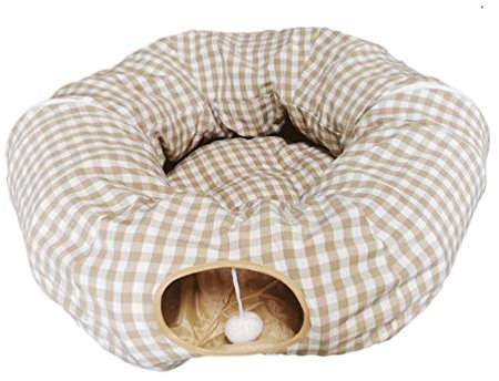 Mengyu Katzenhöhle Katzenbett, Katze Tunnel Spielzeug und Bett 2 in 1, Klappbar Abnehmbarer Warm Plüsch Bett mit Kratzern Ball für Welpen Kätzchen Kitty (Stil#11)