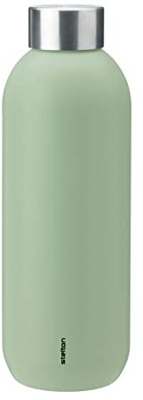 Stelton Thermosflasche Keep Cool - Thermo-Trinkflasche - Doppelwandige Isolierkanne - Moderner Design-Thermobecher für Wasser, heiße & kalte Getränke, Kaffee, Tee - 0,6 Liter, Seegras/Stahl