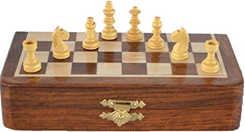 Wooden Magnetic Chess Set with Chess Pieces Folding Game Board With Storage/Gift For Loved Ones/2 Extra Queens 10 x 10 inch