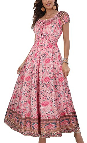 OSTOO Robe Longue d'été 2025 à Volants Style bohème à Volants pour Femme