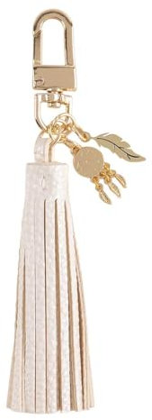 DRAEGER PARIS - Porte-Clés - Thème : Attrappe-Rêve - 13 x 2 cm - Blanc - Accessoire, Mode, Clés - Idée Cadeau Anniversaire, Noël, Amis, Famille, Copine