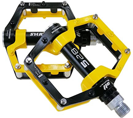 FrontStep Two Farbe Magnesium Aluminium Anti-Rutsch-Pedale Leichte Fahrradpedale für BMX/MTB/Mountainbike-Pedale mit hochwertigen Cr-Mo-Stahlachsen (Gelb)