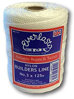 Everlasto Twisted Nylon Builders Line No.3 (1.5mm) x 125m Spool,White