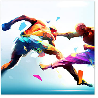 Artery8 Käfigkampf Kickboxen Kampfsport Action Ungerahmter großer Druck 61x61 cm