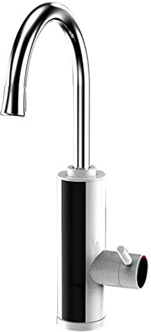 Rubinetto Elettrico Istantaneo Rubinetto dell'Acqua Calda Elettrico Girevole a 360 Rubinetto con Tubo di Riscaldamento in Acciaio Inox per la Cucina,Il Bagno,Silver,36.7 * 6.2cm