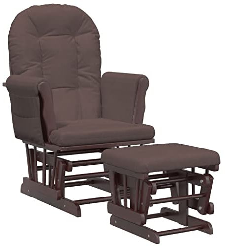 vidaXL Schaukelsessel mit Hocker, Schaukelstuhl für Kinderzimmer Schlafzimmer Wohnzimmer, Relaxsessel mit Gleitfunktion, Gleitender Schaukelsessel Relaxstuhl, Braun Stoff