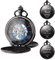 TREEWETO Herren Taschenuhr Personalisiert Gravur Taschenuhr mit Kette Klassische Jahrgang Mechanische Geschenke Geschenk zum Hochzeit Trauzeugen Bräutigam Bester Mann, Schwarz