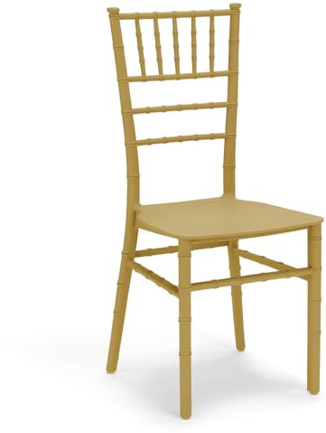 Sedia in polipropilene ROSE, MADE IN ITALY impilabile, idrorepellente, resistente ai raggi UV, design classico, ideale per sala da pranzo, cucina, bar, ristoranti, veranda o giardino (Senape)