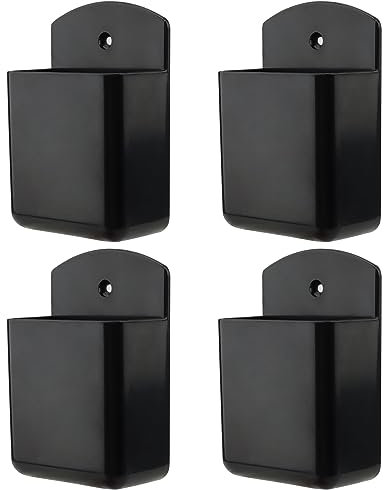 NAMYEUT 4 Stück Fernbedienungshalterung Schwarz, Selbstklebende Fernbedienungshalterung Aufbewahrungsbox Wandhalterung Fernbedienung Halter für Media-Player, Controller, Handys aufladen