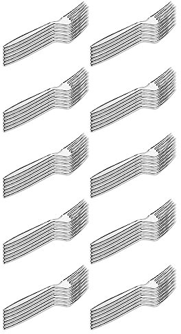 Acan Tradineur - 10 Paquetes de 12 Tenedores de plástico - Material Reutilizable y reciclable - Longitud de 18,5 cm - Transparente - Total 120 Uds