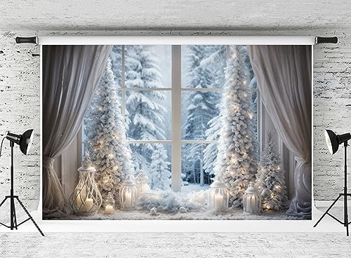 Kate 3x2m Weihnachten Fenster Hintergrund Xmas Wonderland Tannenbaum Kerzen Dekoration Fotografie Hintergrund Frohe Weihnachten Studio Requisiten