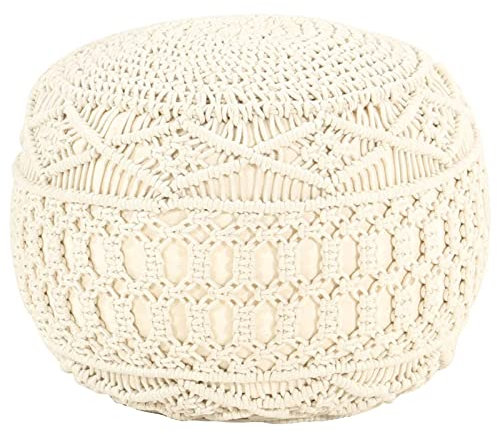 LAPOOH Makramee Sitzpuff, Pouf, Pouf Sitzkissen, Sitzhocker, Ottoman Puff, Handgefertigt 45x30 cm Baumwolle