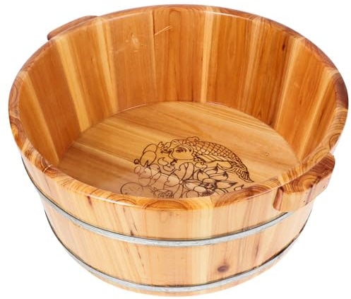 Yardwe Wooden Foot Basin, Wood Foot Tub Wooden Bucket Foot Bath Wood Bucket for Foot Bath, Soak, Massage, Spa, Sauna