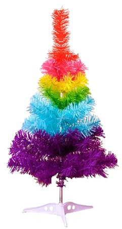 Generisch Tisch-Weihnachtsbaum, Künstlicher Regenbogen-Weihnachtsbaume, Bunter PVC-Kiefernbaum Mit Ständer Für Haus Party Büro Innen Außen Urlaub Deko(60cm(24inch), A)
