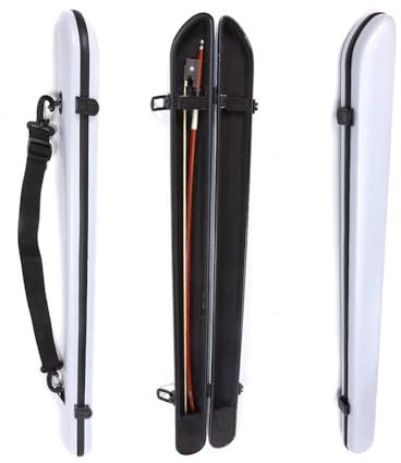 WUQIMUSC Custodia rigida in fibra di carbonio per violino, viola, violoncello, archetto leggero, 2 pezzi, bella protezione (bianco)