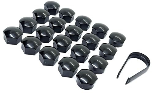 Partsdealers Radmutterabdeckungen für Volvo S60, S80, S90, V60, V90, XC40, XC60, XC90, Polestar, Verschlusskappen-Set (klein, schwarz)