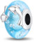 LNQOBU Murano Glas Charms-Anhänger 925 Sterling Silber,Charms für Armbänder,Rosa Liebe Herz,Rote Runde Perle Charm passen Frauen Armbänder/Halskette Schmuck Geschenke