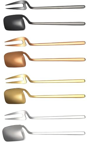 Alipis 1 Satz 8 Stk Rührlöffel aus Edelstahl Besteck aus Edelstahl Rührschneider Obstgabeln stainless steel Teelöffel V-förmige Dessertgabeln Nachtisch Kaffeelöffel Rostfreier Stahl