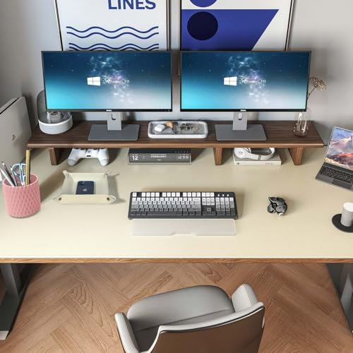 DAWNTREES Khaki Leather Desk Pad, 120x60cm, Cork & PU Leather, Office Desk Mat, Extra Large Mouse Pad with Organizer Tray