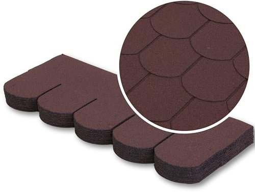 Premium Asphalt Roof Shingles, 25 Pcs Covers 32.2 sqft (3 sqm) - Brown Fish Scales Design Felt Shingles 31.5 in x 12.4 in (80 x 31.5 cm) Weather Resistant & Heavy-Duty Roofing Felt