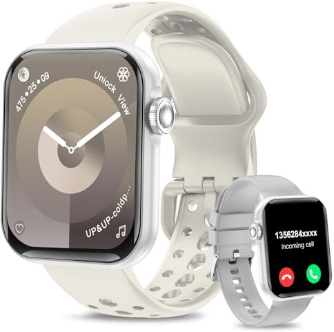 Fitonme Reloj Inteligente Hombre Mujer(2 Correas), 1.83 Smartwatch con Llamadas Bluetooth y Notificación, 100+ Deportivos Modos Smart Watch con Pulsómetro,Monitor de Sueño, IP67,Dos Correas-Gris