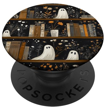 Cute Ghosts in a Magical Library - Halloween Art PopSockets Swappable PopGrip