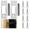 Door Strike Plate, 2 Pcs Door Latch Plate with 8 Pcs Screws, Stainless Steel 70x40.3 MM Door Latches for Internal Door for Door Frame Door Jamb Swinging Doors (Silver)