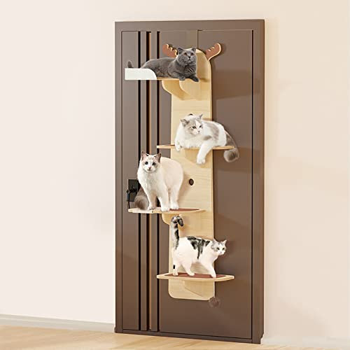 4-Levels Door Hanging Cat Tower, Cat Shelves, Door Mounted Vertical Cat Tree Tower - 59in