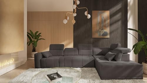 All4All Ecksofa mit Schlaffunktion Rico XI 360 cm x 228 cm - Schlafsofa mit Bettkasten - Eckcouch - XXL Sofa - Wohnlandschaft L-Fom - Taupe - Chenille Gewebe - Seite Rechts - Modern 26