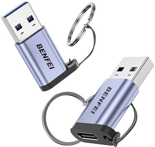 BENFEI 10 Gbps USB-A auf USB-C Adapter 2 Stück (Stecker auf Buchse) unterstützt 5V 3A Laden und 10 Gbps Datenübertragung