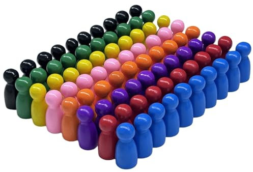 Tokaneit 80 Stück Halmakegel aus Holz und 4 Stück Würfel aus Holz, Spielfiguren Für Brettspiele, Holzpuppen Spielfiguren, für Brettspiele, Bunte