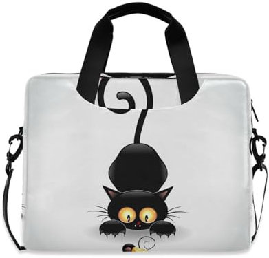 Cute Mouse Black Cat Laptop Bag 13 14 15.6 inches Laptop Sleeve Lightweight Computer Tote Bag Briefcase for Women Men