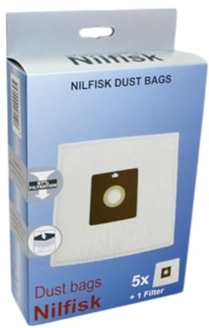 SOS Accessoire Nilfisk Staubsaugerbeutel, 5 Beutel mit 1 Vorfilter für Coupe/Compact/Go/Force Staubsauger 78602600, 22422400