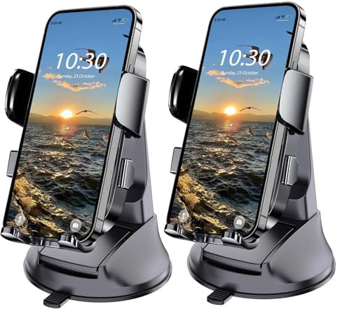Boat Phone Mount, Suction Cup Boat Cell Phone Holder Marine Heavy Duty Dash Universal Desk Waterproof Boat Phone Holder for Boating Kayak Sailing Marine Marina for iOS Android Smartphone (2PCS)