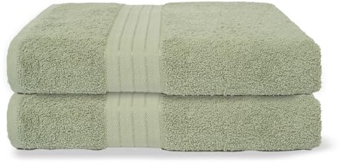 Brentfords Hand Towels For Bathroom, Ultra Soft 100% Cotton Absorbent Fade Resistant Quick Dry Hotel Quality Sage Green Hand Towels 2 Pack For kitchen & Gym, 50x80cm