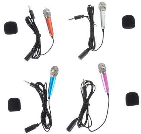 CIMAXIC Kit Microfono in Metallo Da 4 Pezzi Per Telefono Mini Microfono Portatile Per La Registrazione Del Canto