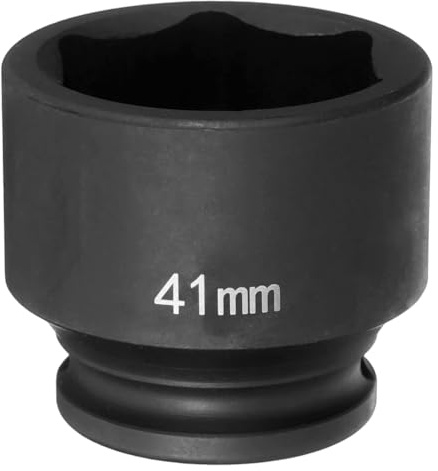 QUARKZMAN Douille à Choc 6 Points 41mm Douille Métrique 1/2 Entraînement Carré 2 (50mm) Long Douilles Hexagonales pour Écrous d'Axe de Broche en Acier Cr-Mo Phosphaté, Noir