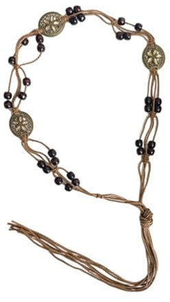 CULEO Cinture da donna, 1 pz Cintura vintage boema intrecciata fatta a mano con nappa regolabile catena in vita gonna corda vestito jeans