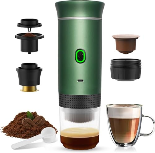 Cafetera Portatil Capsulas 3 en 1 compatible con Nespresso Dolce Gusto y Café Molido - Cafetera Portátil Pequeña Multicapsulas Ideal para Llevar -Mini Maquina Cafe Portatil