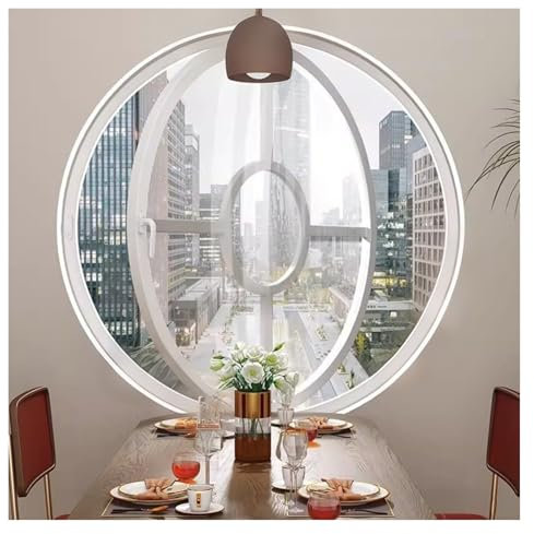 Ventana Ventanas correderas Ventana De Ventilación Giratoria De 360°, Ventana De Ventilación Redonda De Vidrio Templado, Ventana Circular De Vidrio Transparente, Ventanas Giratorias Para El Hogar(Whit