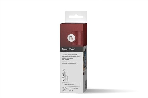 Cricut Joy Smart Permanent Vinyl, Shimmer Red, 13.9cm x 1.2m, Self-Adhesive Vinyl Sheet | Ideal for Customising Mugs, Bottles & DIY Crafts, for All Cutting Machines Joy Machine