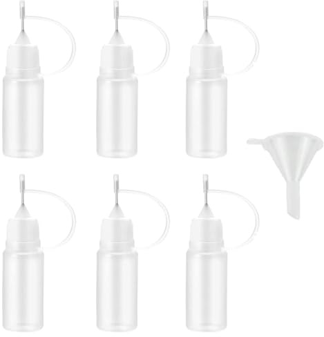 WEIKANG 6 Pcs Applicator Bottle,10 ml Precision Glue Applicator with Caps | Precision Needle Tip Bottle, Plastic Dropper Bottles With Caps, for Diy Quilling Craft, Acrylic Painting