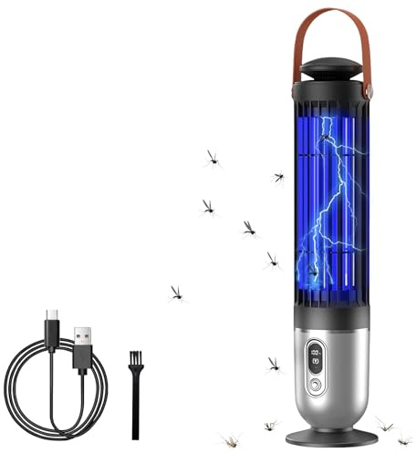 Lampada Antizanzara, 2 in 1 Lampada Antizanzara Elettrica con Luce UV e luce notturna, Zanzariera ricaricabile, 4 modalità, Insetticida elettrico, acchiappamosche per Cucina Interni Esterni Campeggio